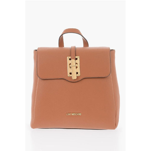 Love Moschino Cinnamon Brown Leatherette Backpack with Gold Logo Love Moschino Backpacks for Women | Online Sale up to 49  main image 2