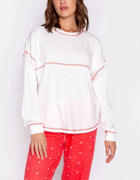 Pj Salvage Long-sleeve Cozy Love Top In Ivory 