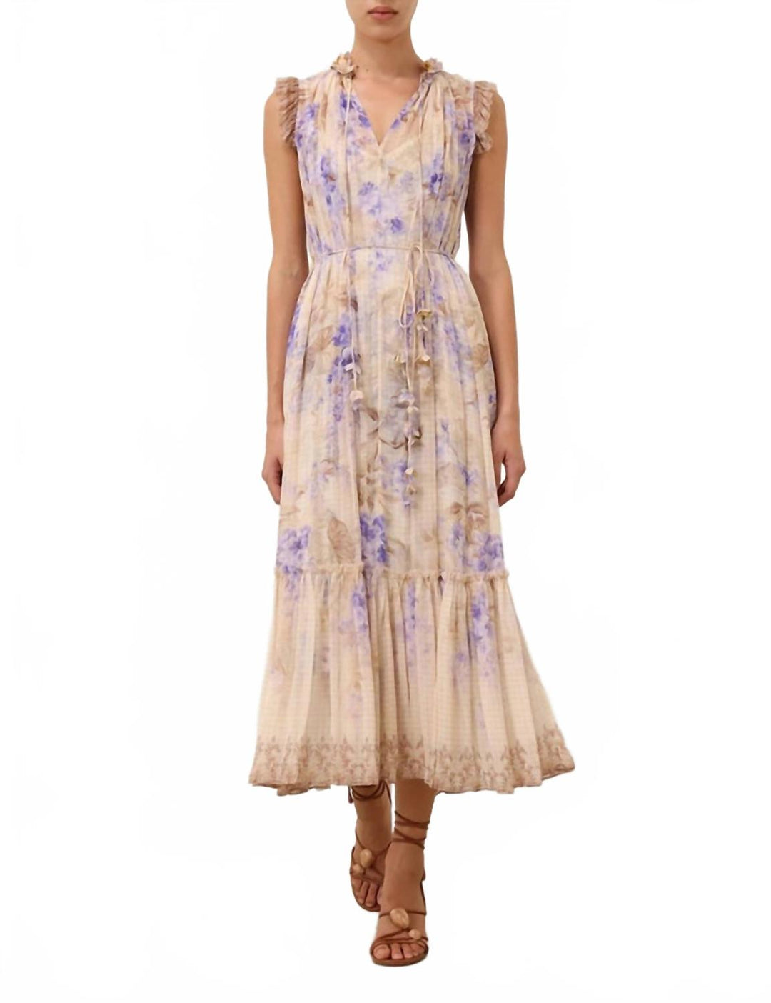 Zimmermann Dawning Flutter Dress In Lilac Floral
