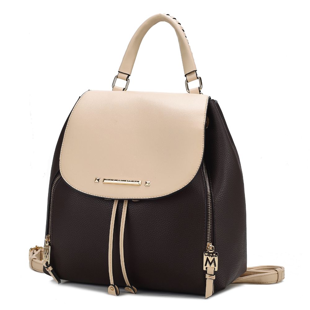 cream and black leather backpack MKF Collection By Mia K. Kimberly Vegan Leather Fashion Backpack  Color-Block