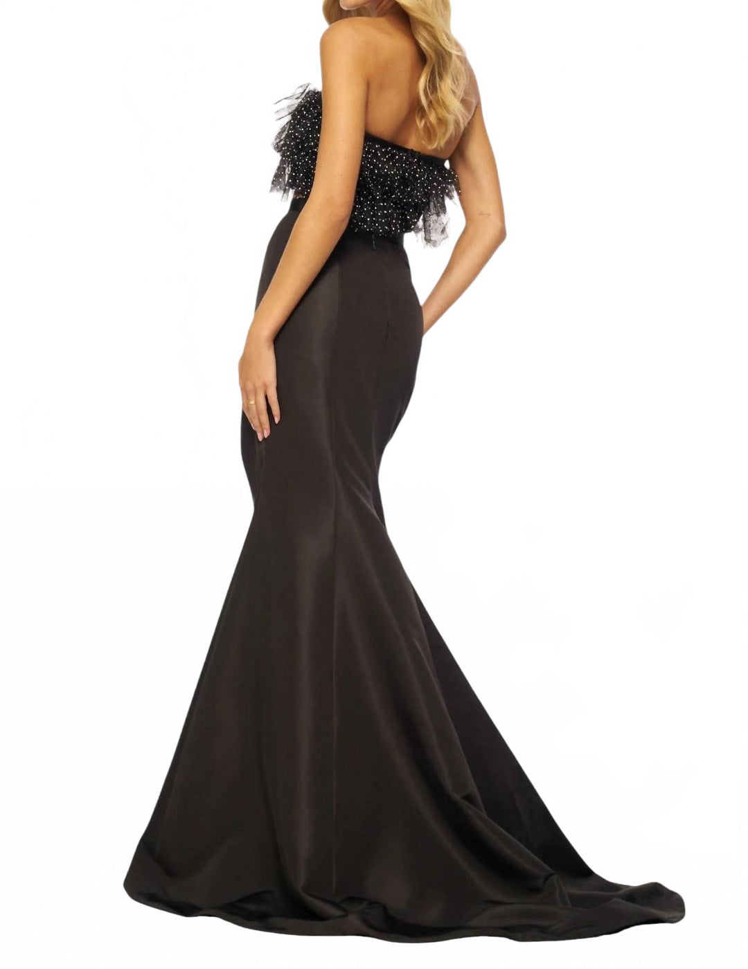 Sherri Hill Two-Piece Polka Dots Prom Dress In Black | ShopSimon Sherri Hill Two-Piece Polka Dots Prom Dress In Black | ShopSimon