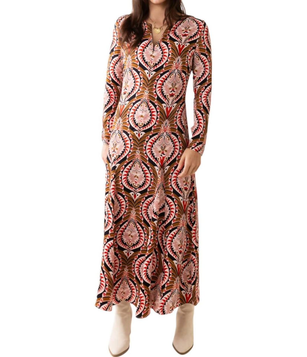 FARM RIO Pineapple Jewelry Midi Dress In Multicolor