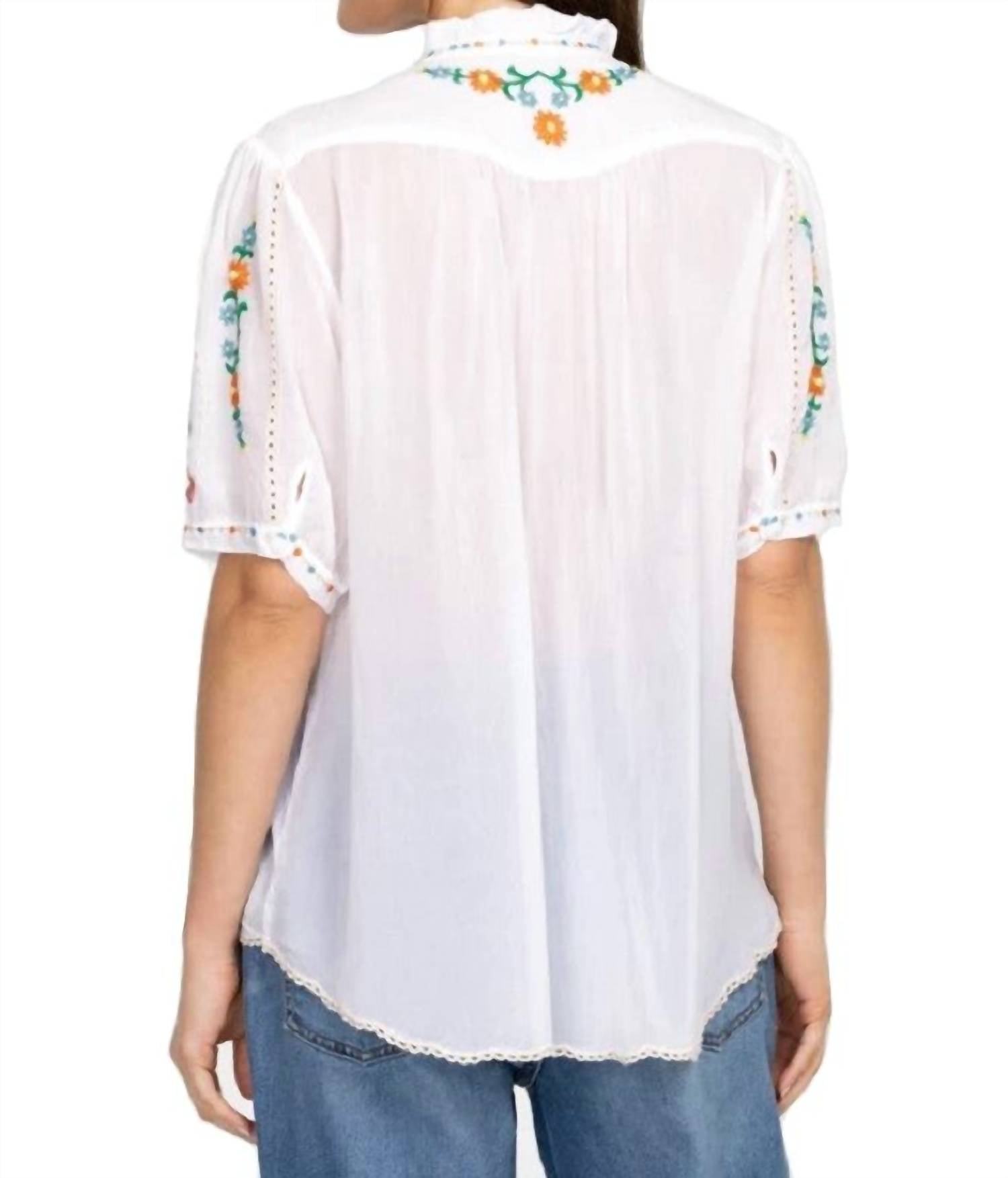 Johnny Was Mircea Blouse In White | ShopSimon
