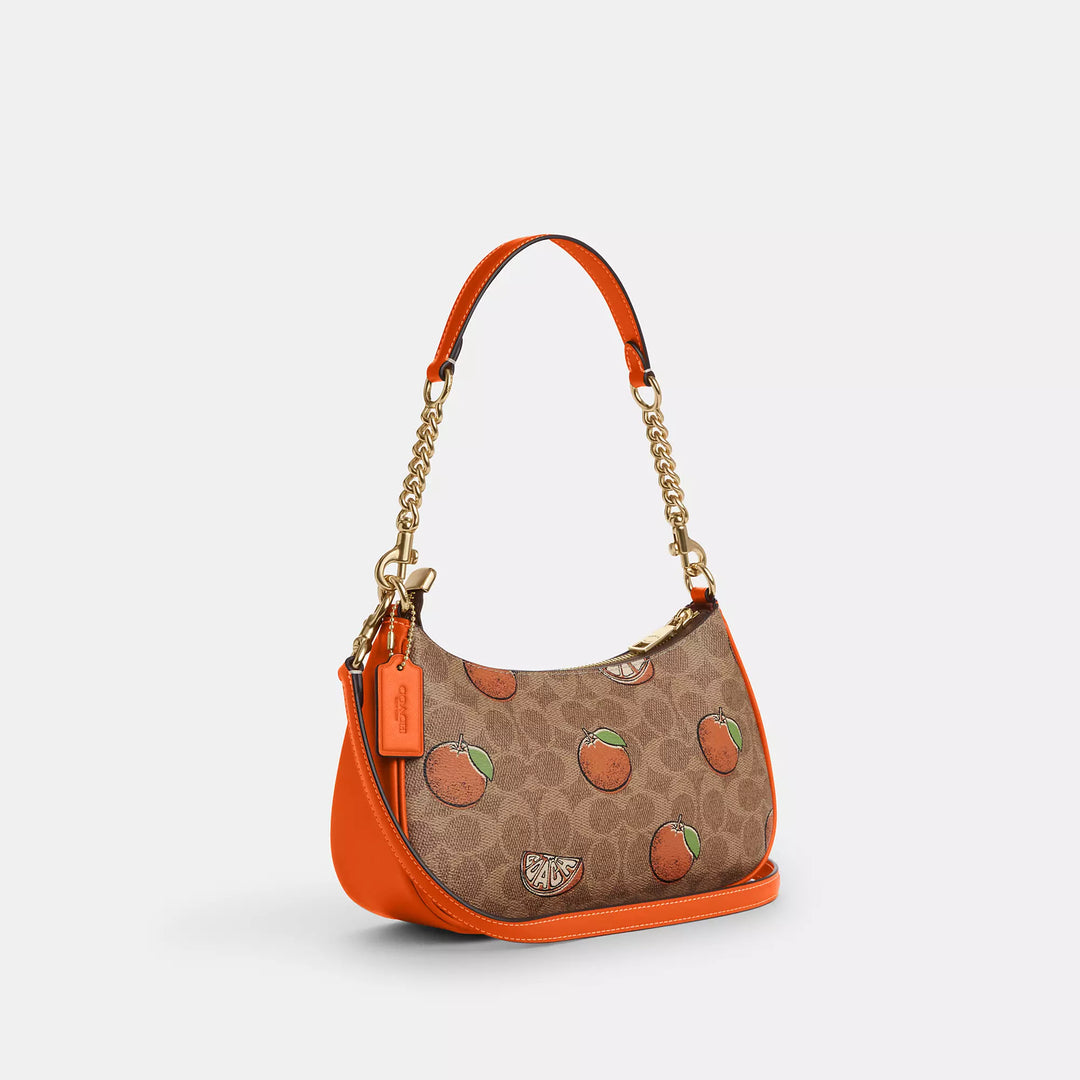 coach derby backpack orange Coach Outlet Teri Shoulder Bag In Signature Canvas With Orange Print