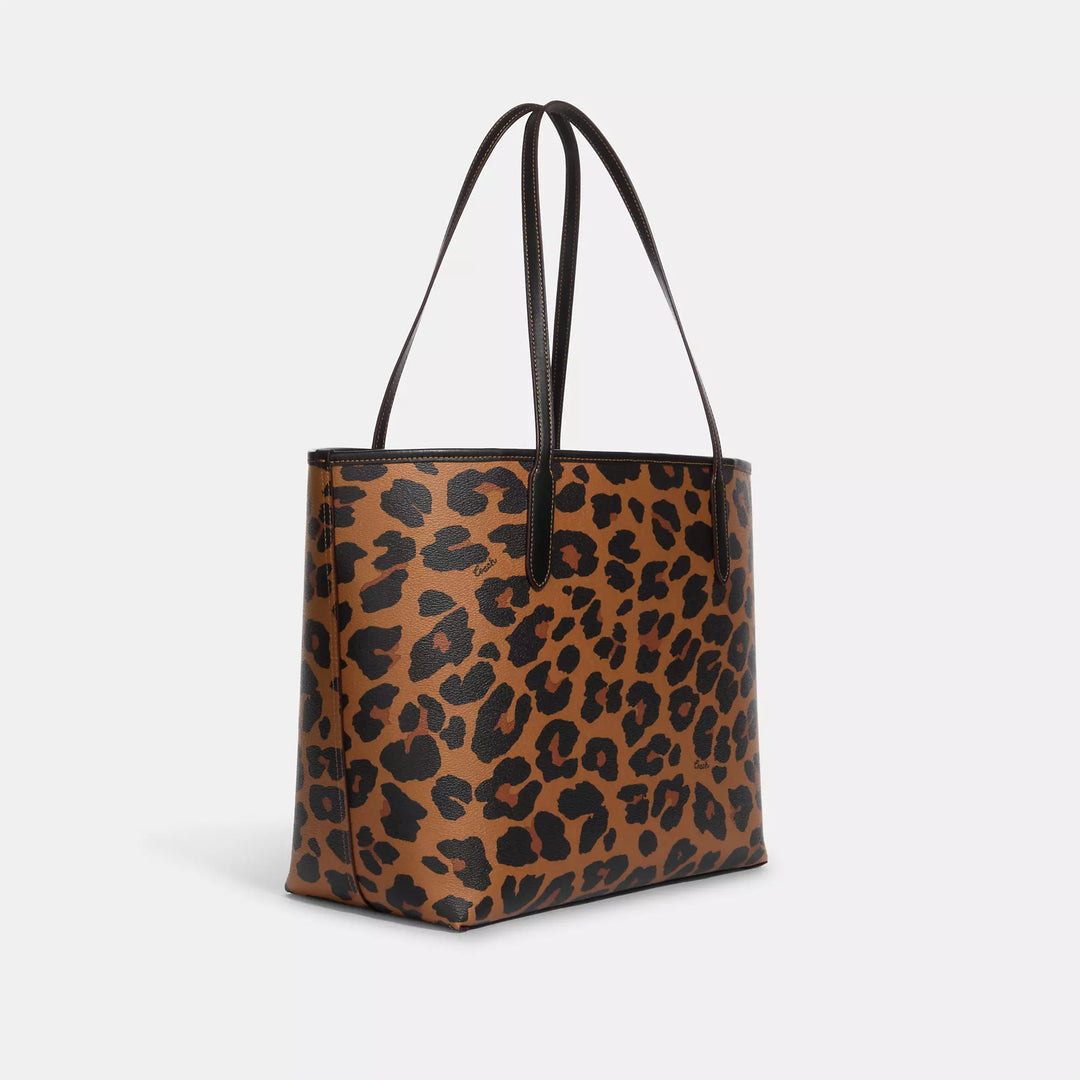 バッグ coach hamptons totebag leopard brown Coach Outlet City Tote With Leopard Print And Signature Canvas
