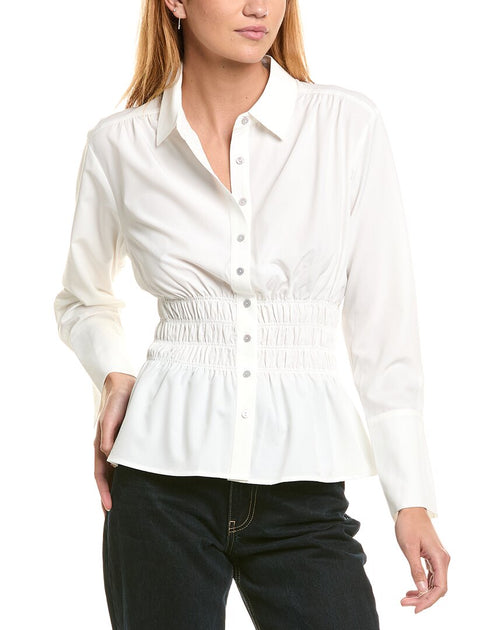 Laundry by Shelli Segal Smocked Waist Button Up Shirt | ShopSimon