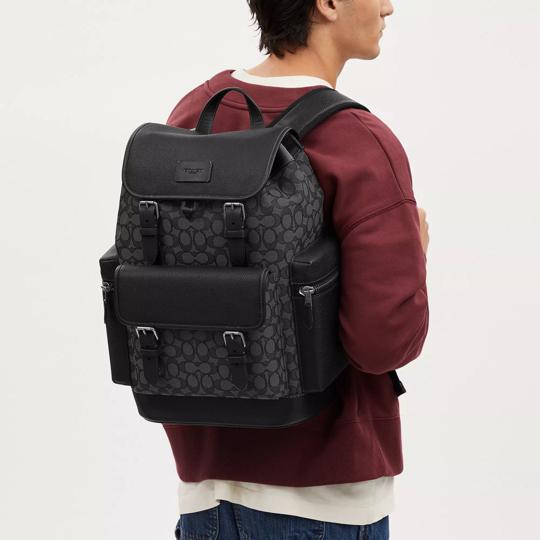 メンズ COACH シグネチャージャガード シンプソンバックパック