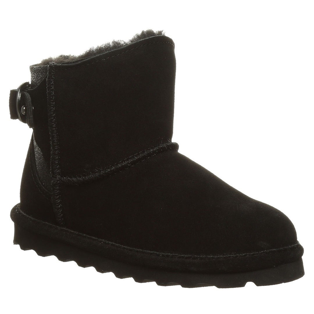 BEARPAW Betty Boots Women's Black Suede Round Toe Wool Lined Ankle