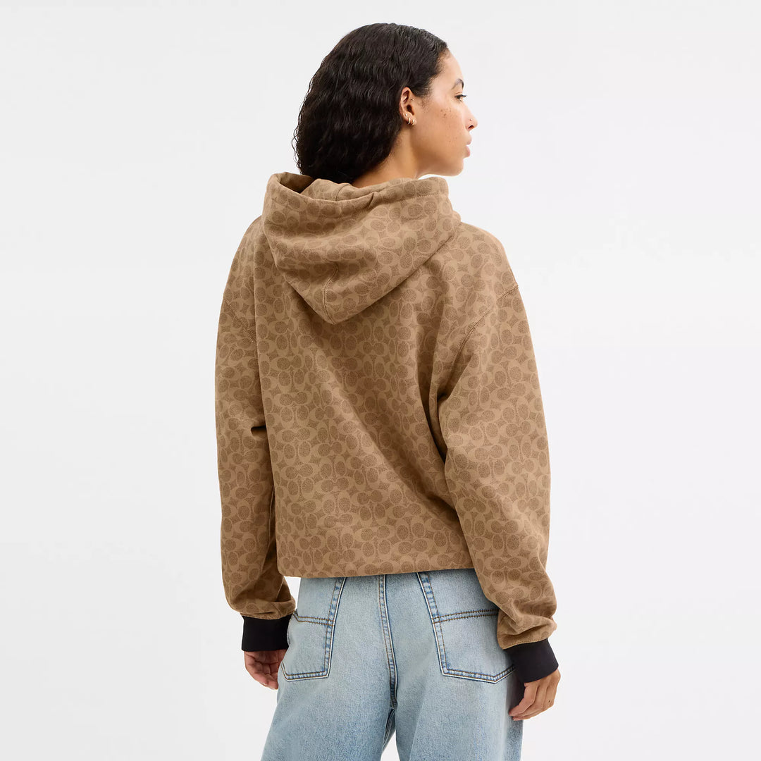 Coach Outlet All Over Signature Zip Hoodie In Organic Cotton
