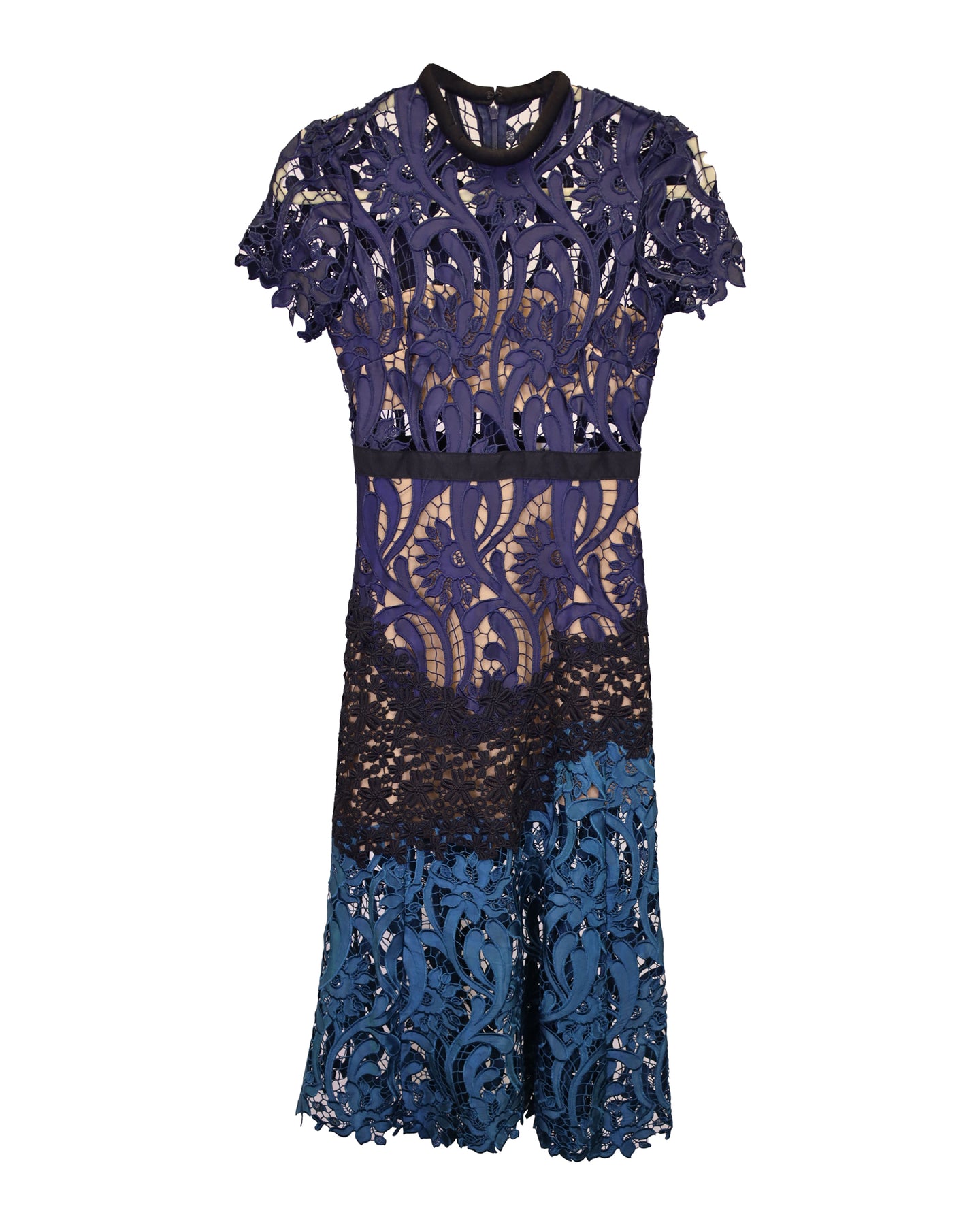 Self-Portrait Prairie Guipure Lace Midi Dress In Blue Polyester | ShopSimon Self-Portrait Prairie Guipure Lace Midi Dress In Blue Polyester | ShopSimon