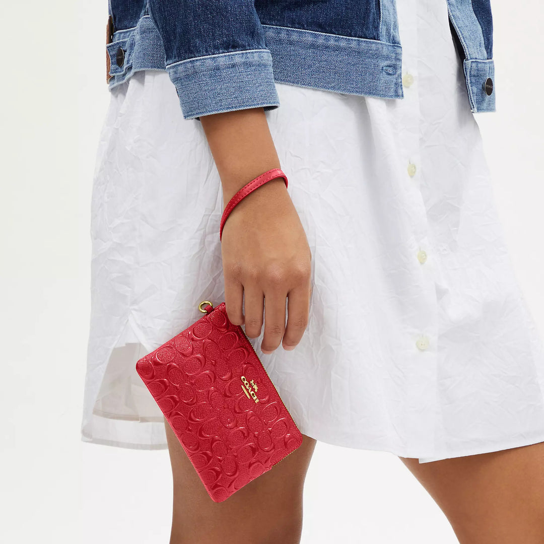 Coach Outlet Boxed Corner Zip Wristlet In Signature Leather