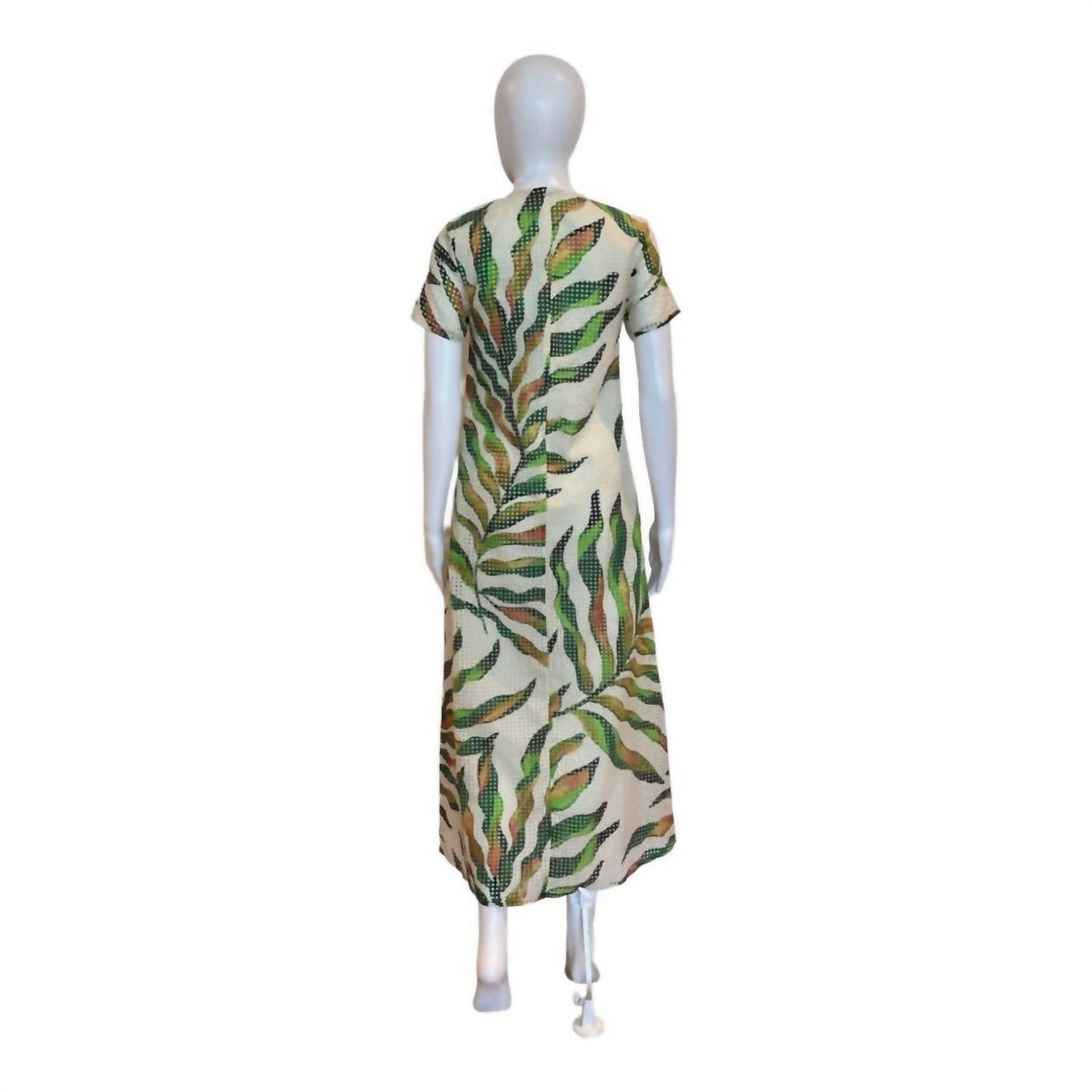 Oliphant Women's Short Sleeve Maxi Shift Dress In Maldive Green | ShopSimon Oliphant Women's Short Sleeve Maxi Shift Dress In Maldive Green | ShopSimon