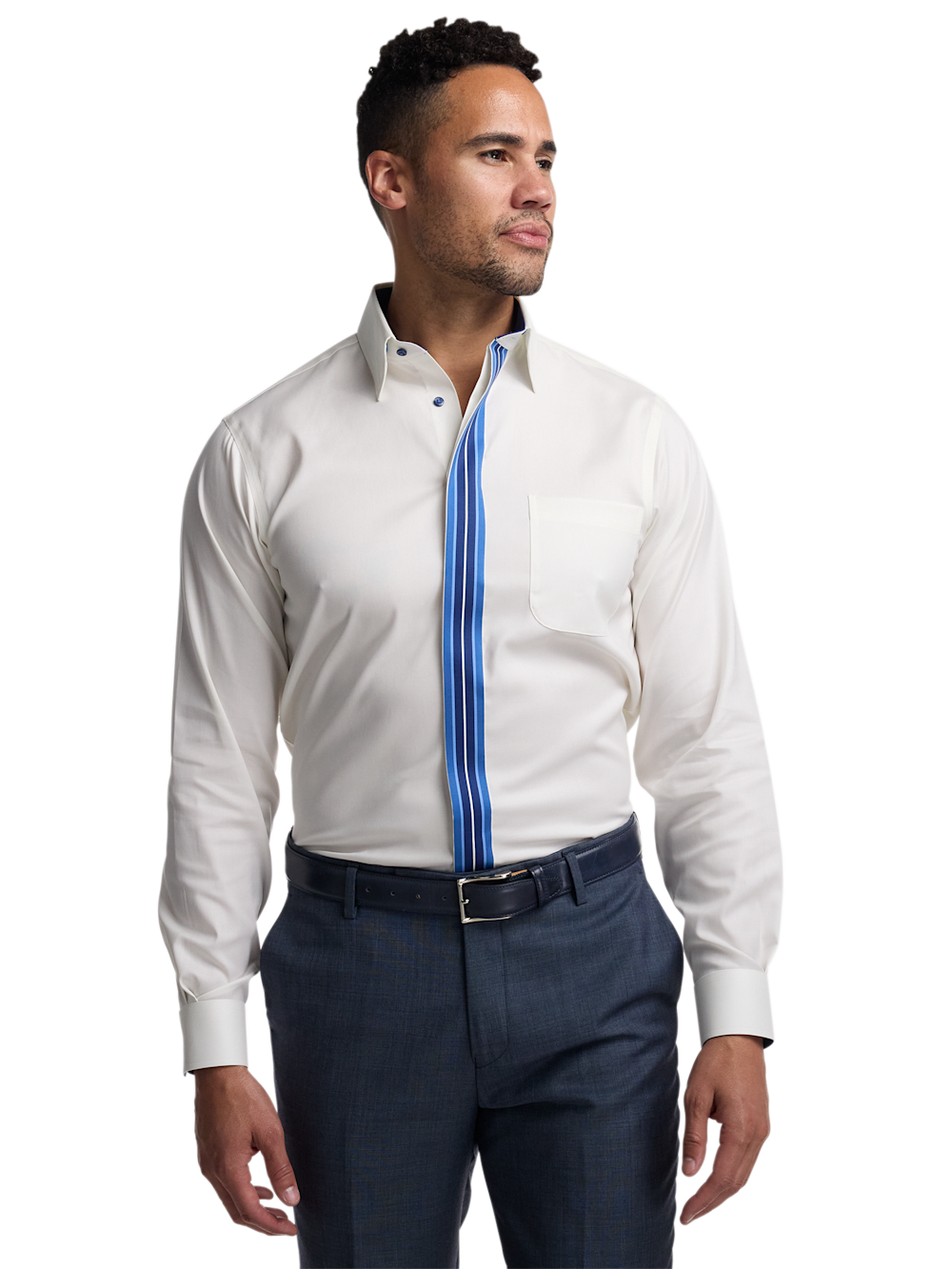 green emerald velvet dress Paul Fredrick Slim Fit Comfort Stretch Non-iron Solid Dress Shirt With  Contrast Trim