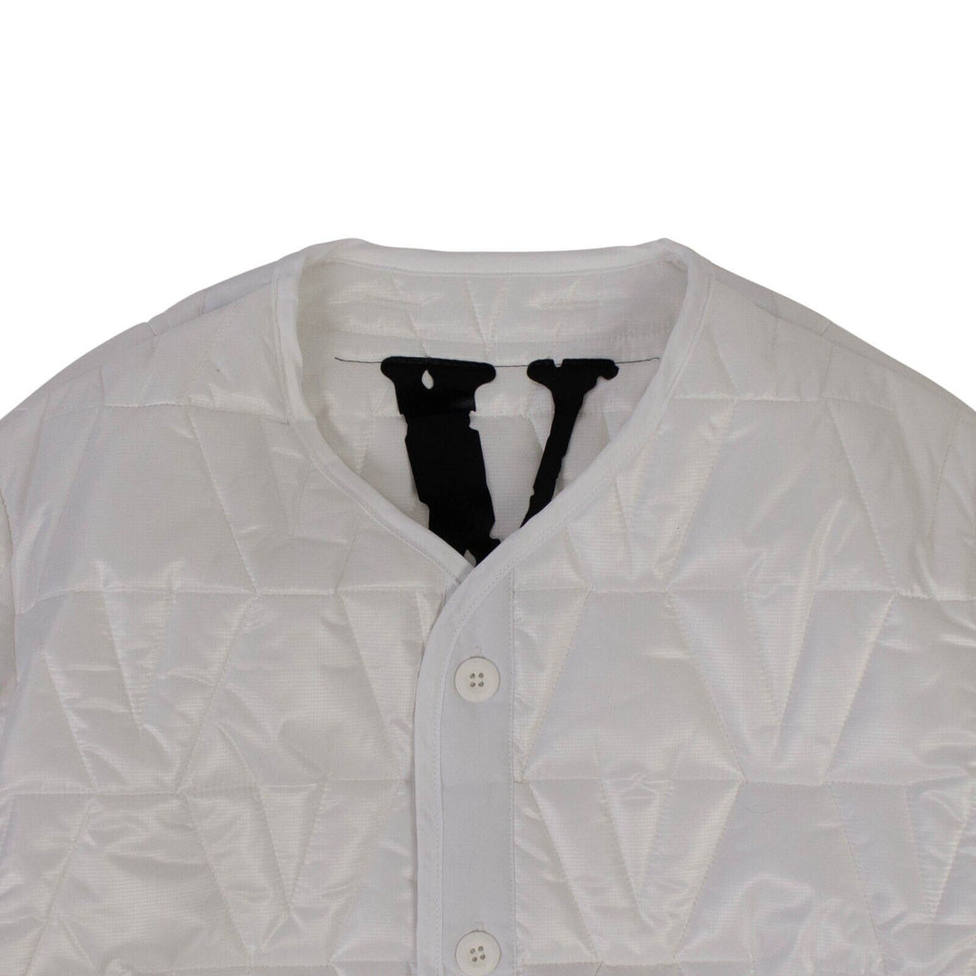 Vlone White V Logo Quilted Jacket ShopSimon