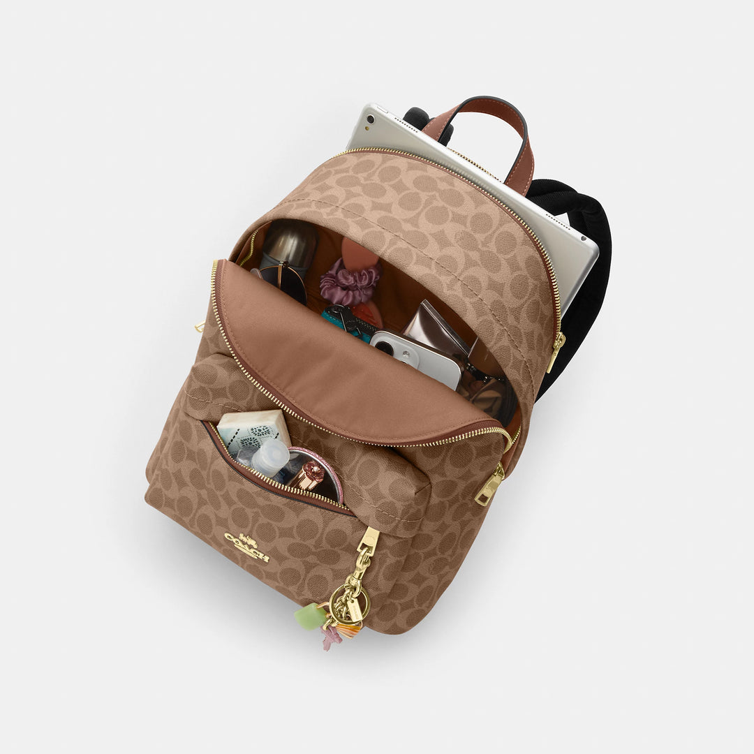 coach backpack magnetic snap tan Coach Outlet Taylor Small Backpack In Signature Canvas