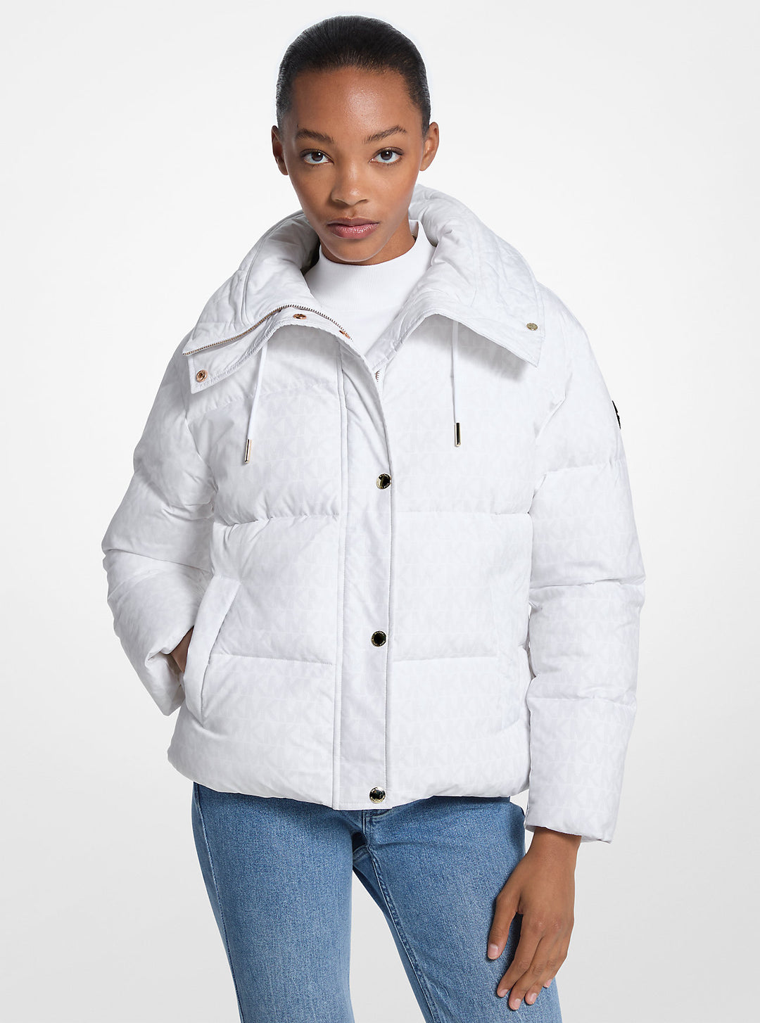 新品未使用　plage MY_puffer フード Michael Kors Signature Logo Quilted Puffer Jacket | ShopSimon