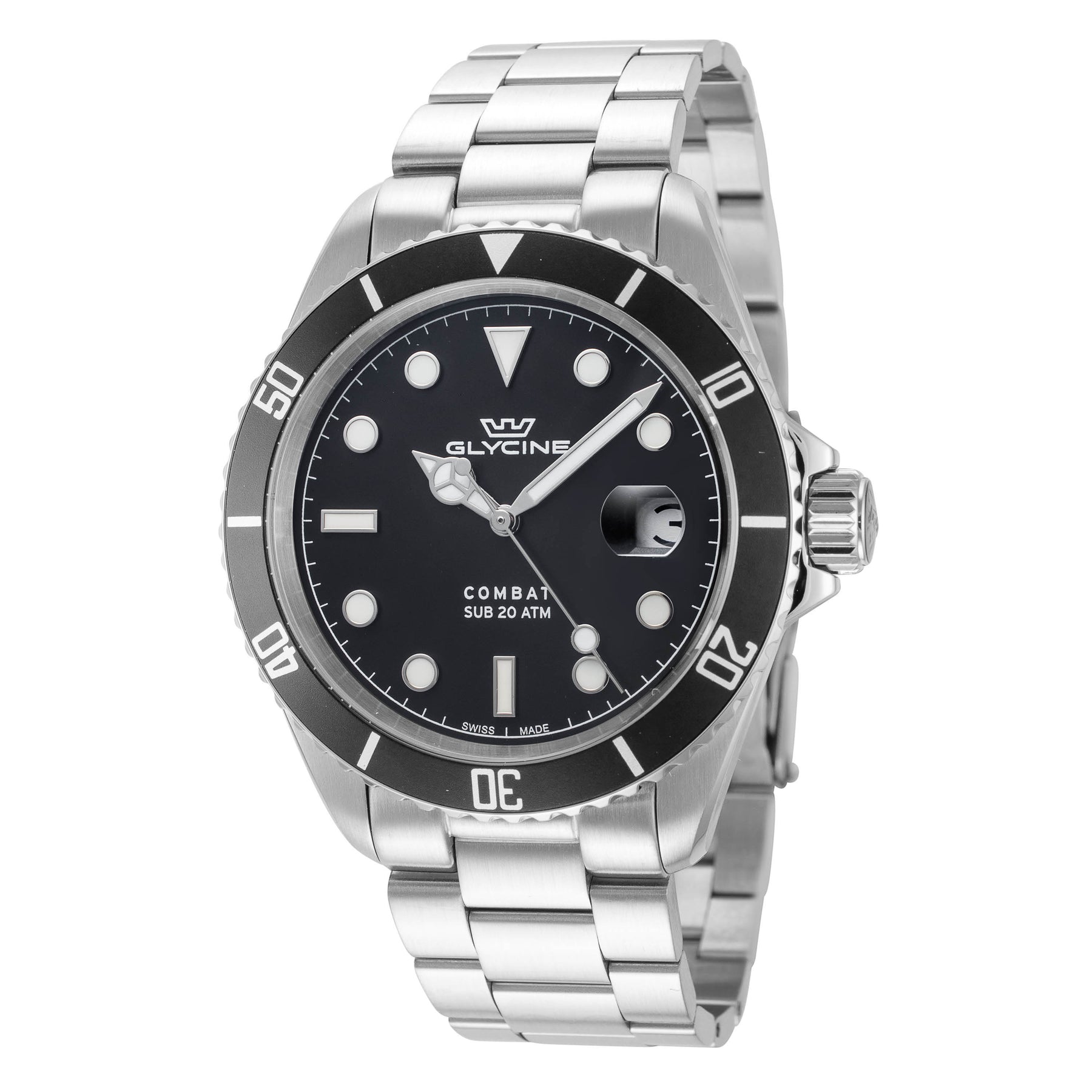 Glycine Combat 40mm Black Dial Men's Quartz Watch