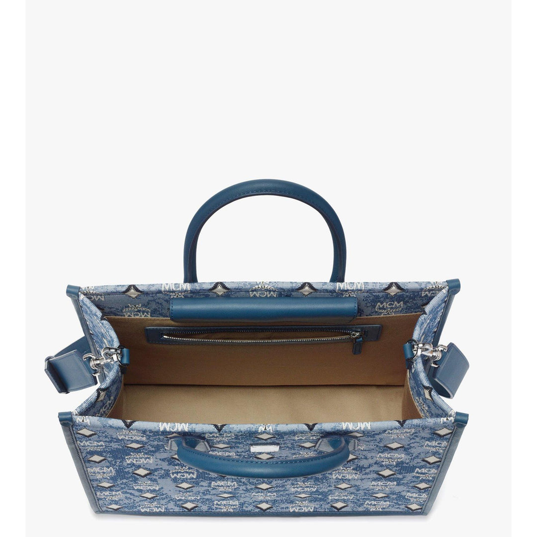 Mcm Medium Munchen Tote In Denim Visetos | ShopSimon