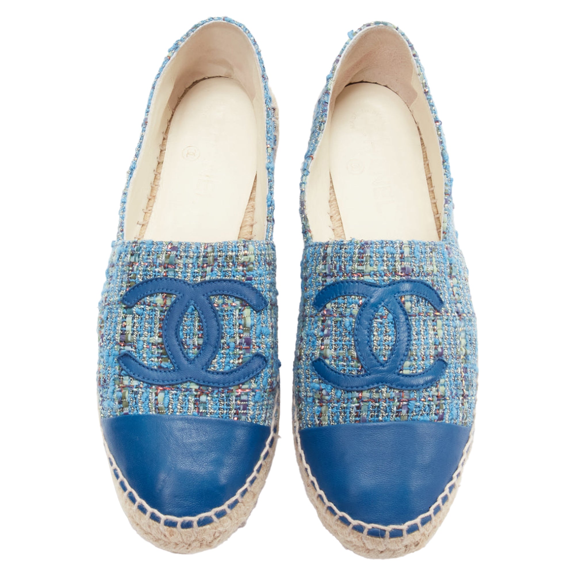 CHANEL Chanel Tweed CC Logo Leather Toe Cap Espadrille Shoes,New Products : American Fashion Style Bags On Sale