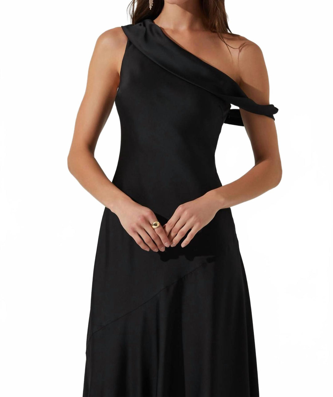 orissa satin off shoulder dress Orissa Satin Midi Dress