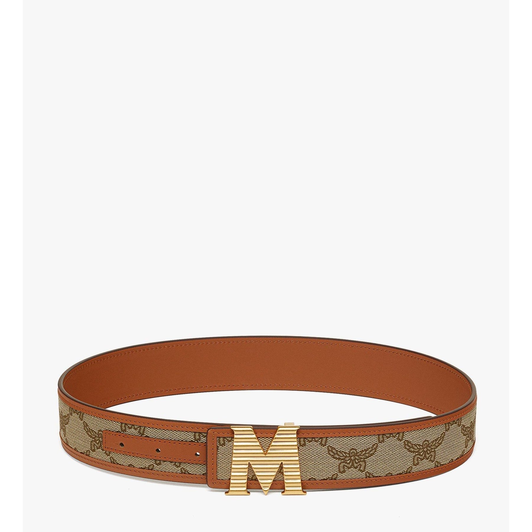 Mcm Claus Fluted M Reversible Belt 1.5” In Lauretos Jacquard  display picture 1
