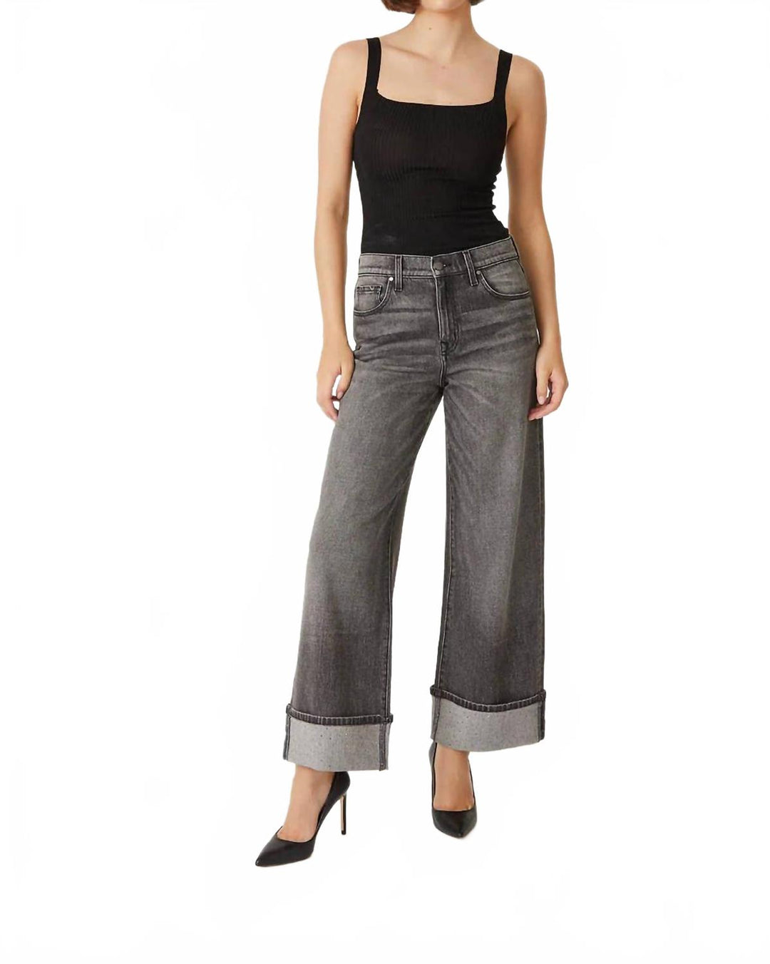 Level99 Soho Fitted Wide Leg Jeans In Ash Grey ShopSimon