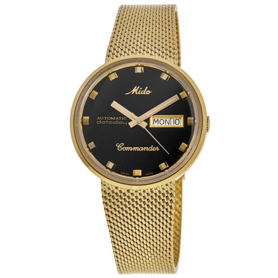 モコナ様 Mido Commander 1959 Black Dial Gold Steel Men's Watch M8429.3.28