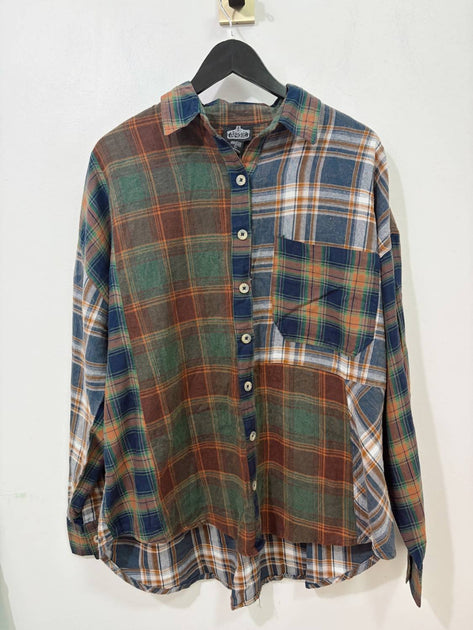 ANGIE Women's Plaid Mixed Button Front Shirt In Multi | ShopSimon