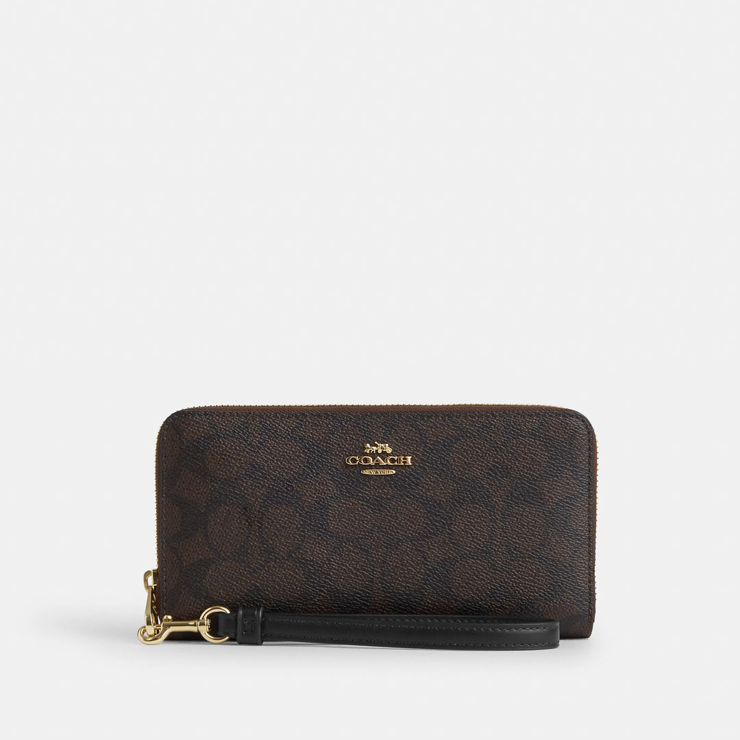 Coach Outlet Long Zip Around Wallet In Signature Canvas | ShopSimon