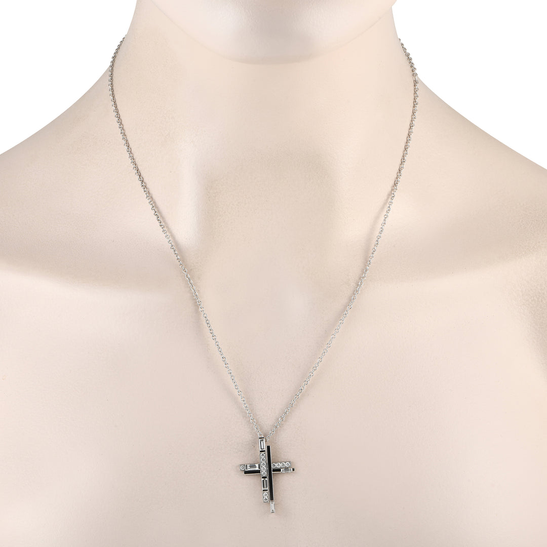 Harry Winston Symbols Platinum 0.72ct Diamond Cross Necklace Hw21