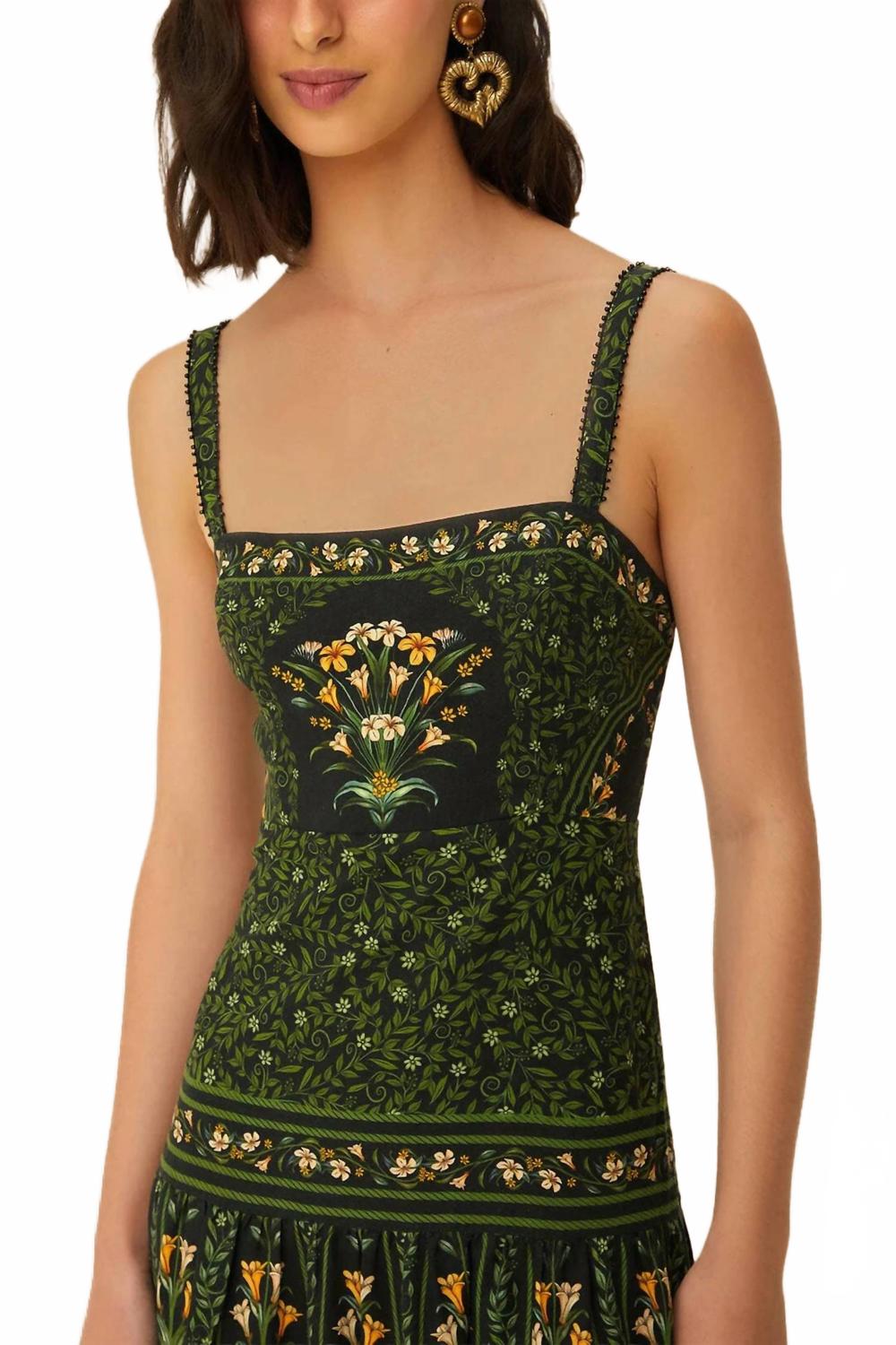 FARM RIO Sleeveless Maxi Dress In Flowers Arch Black