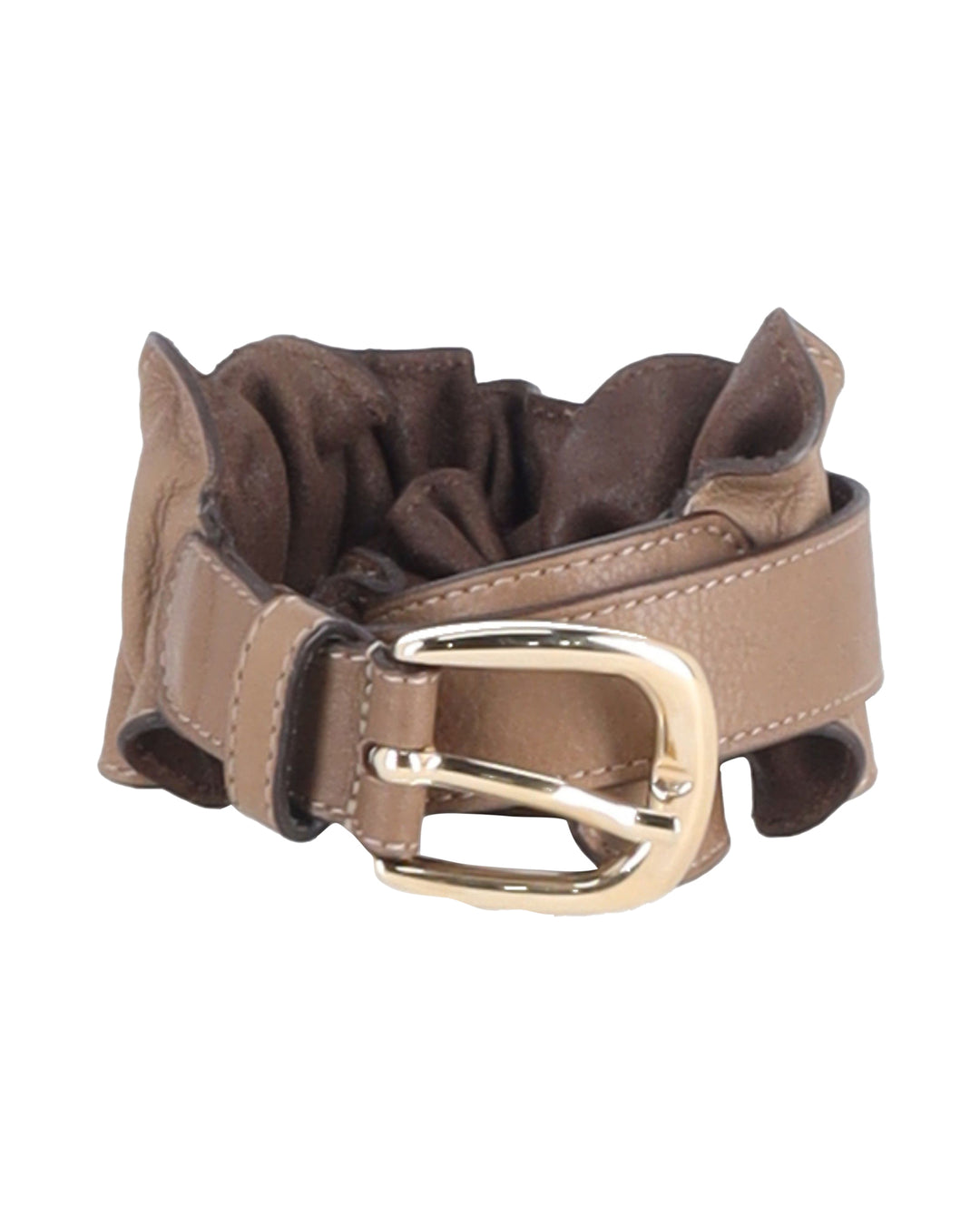 Sandro Paris Sandro Ruffled Belt in Brown Leather | ShopSimon display picture 1