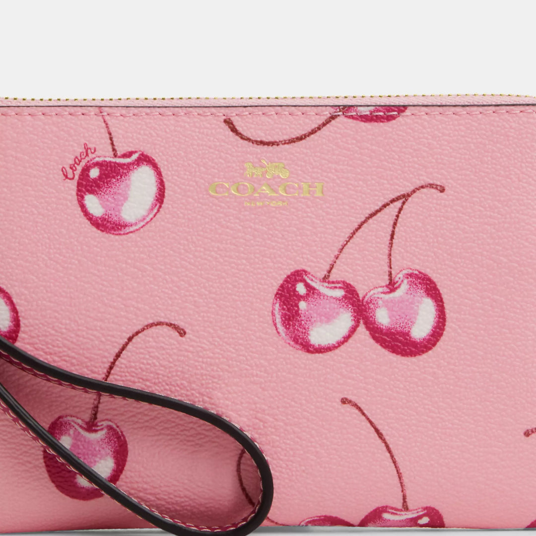 Coach Outlet Corner Zip Wristlet With Cherry Print | ShopSimon