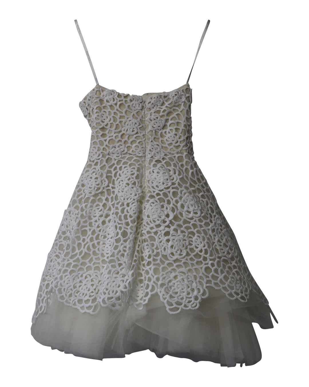Oscar de la Renta Bridal Laser Cut Short Balloon Tulle Dress In White Nylon Polyester