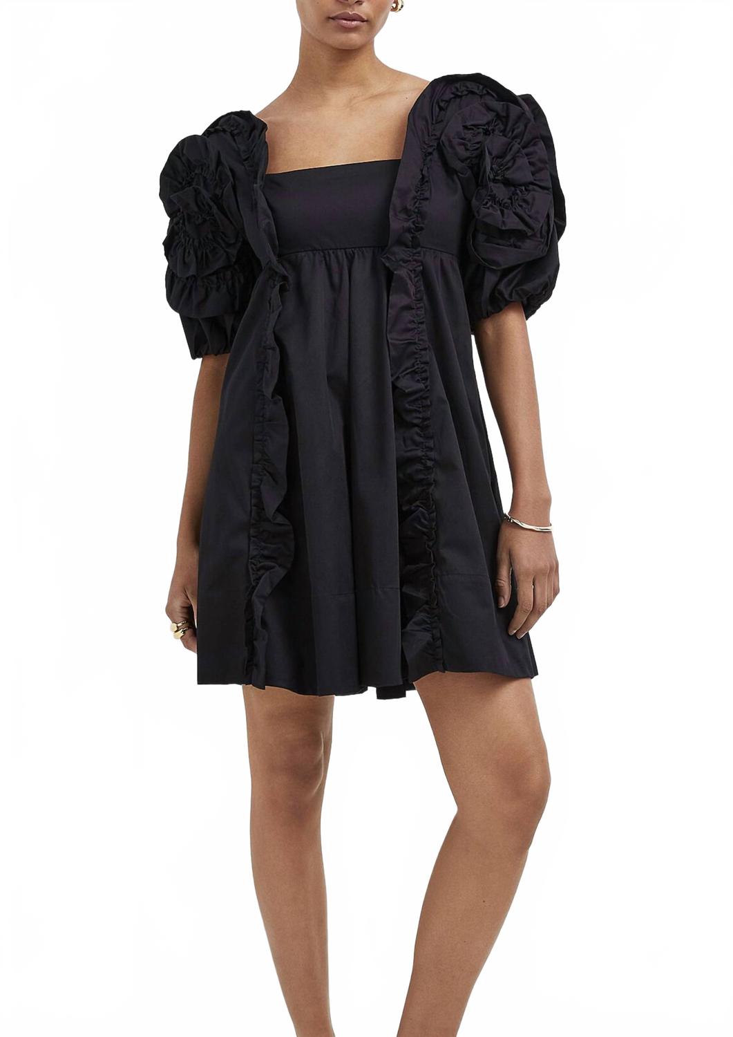 FARM RIO Ruffle Short Sleeve Mini Dress In Black | ShopSimon