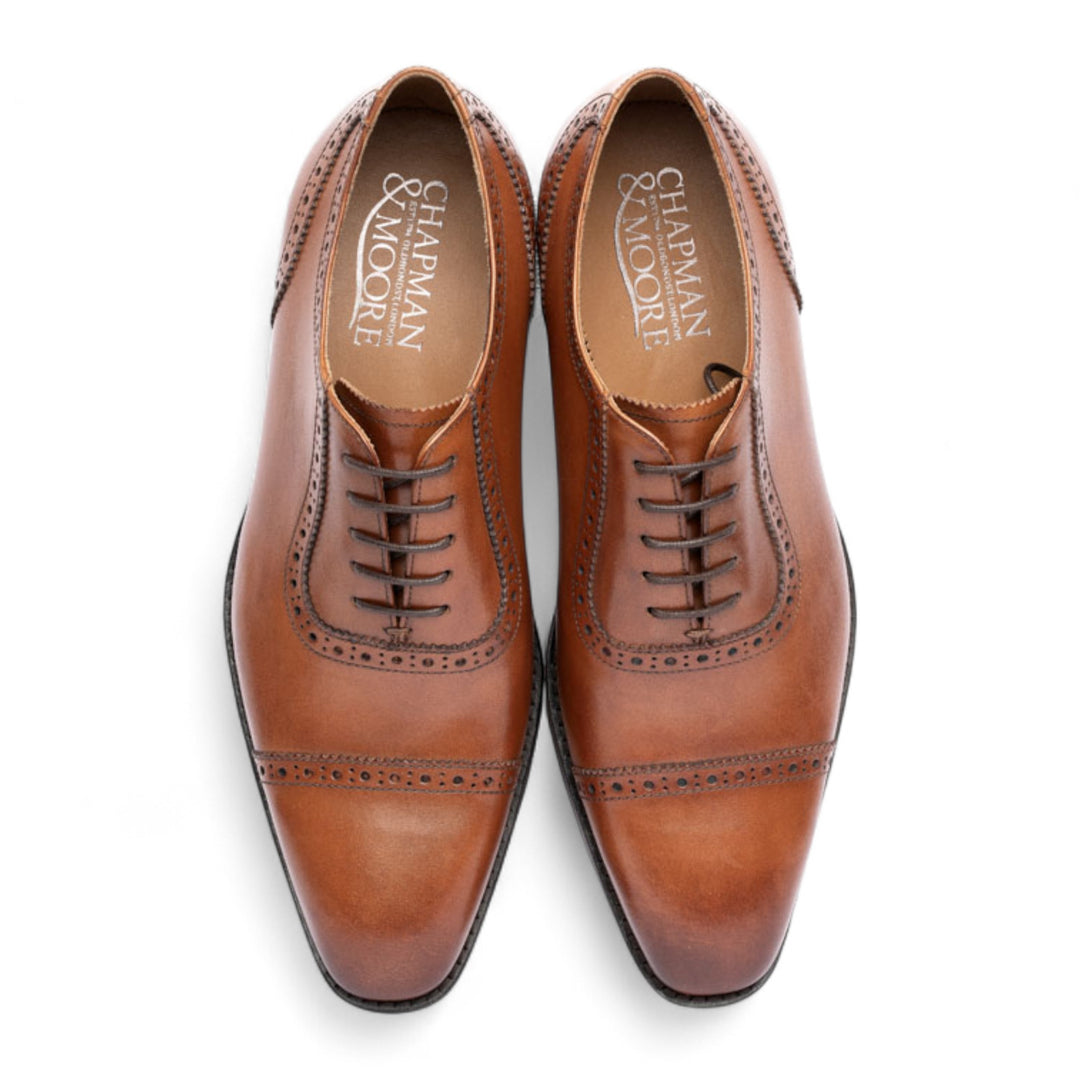Chapman & Moore Tan Leather Oxford Brogue Mens UK 8/ US9 Preppy Business Casual Oxford Brogue – Chapman & Moore main image 2