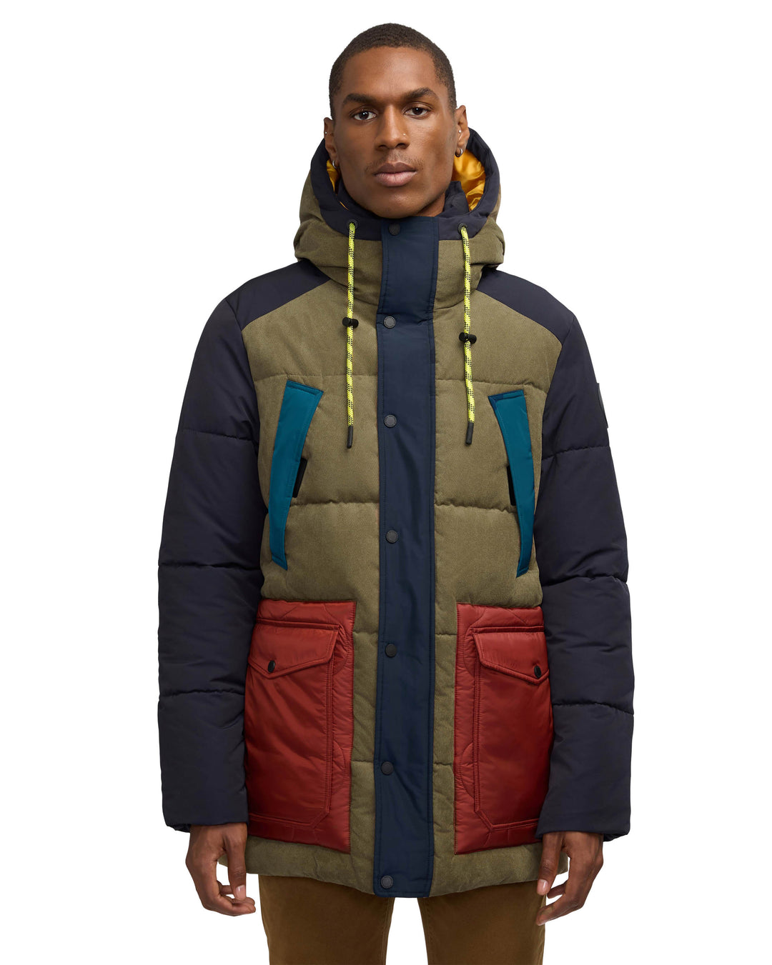Scotch & Soda Men's Arza Mixed Media Quilted Parka With Adjustable