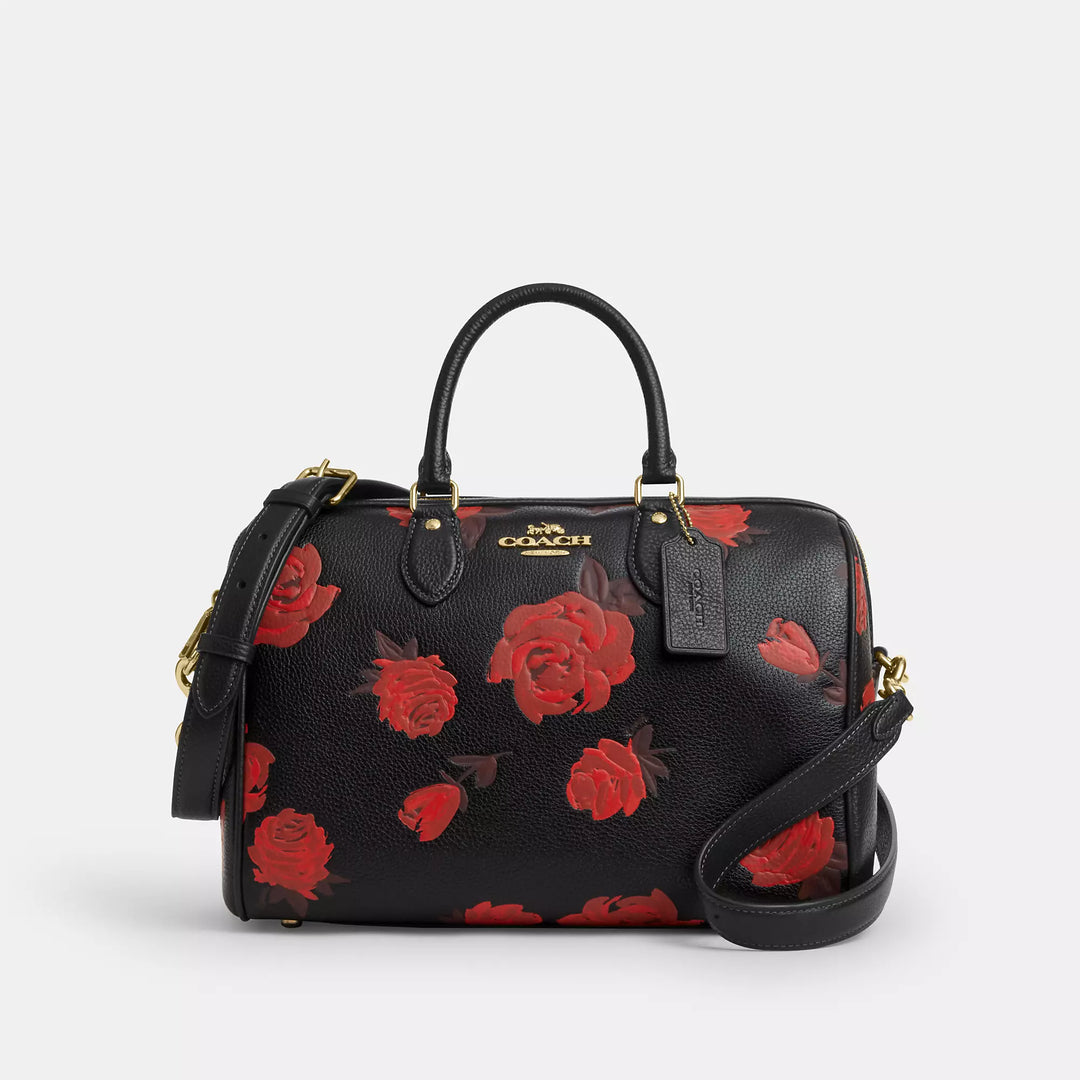 coach black and red flowers backpack prices Coach Outlet Rowan Large Satchel Bag With Floral Print