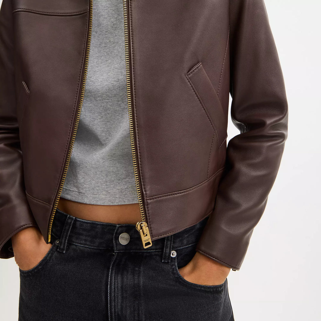 Coach Outlet Leather Jacket | ShopSimon