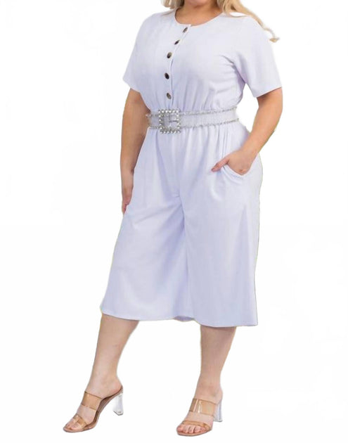 Karen T Design Button Down Capri Jumpsuit Romper In White | ShopSimon
