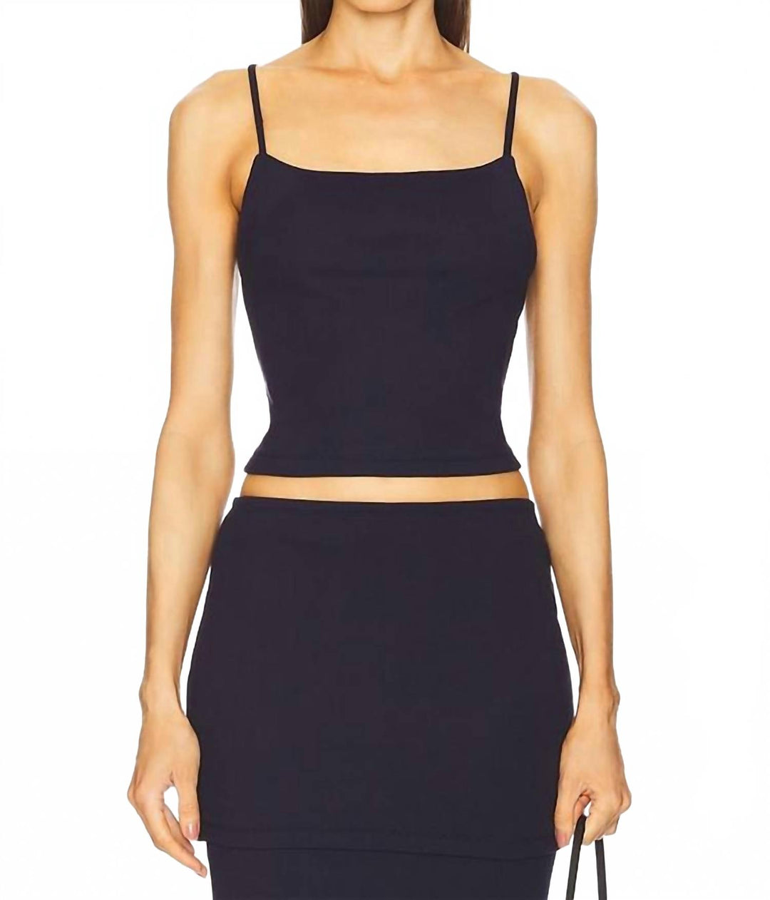 LNA Senti Ribbed Tank Top In Ink Blue | ShopSimon