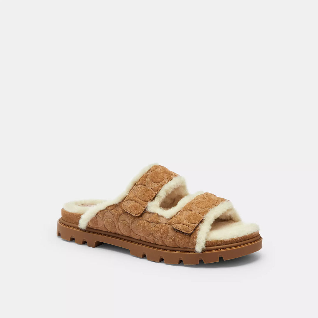 Coach Outlet Two Band Sport Slide In Signature Suede | ShopSimon