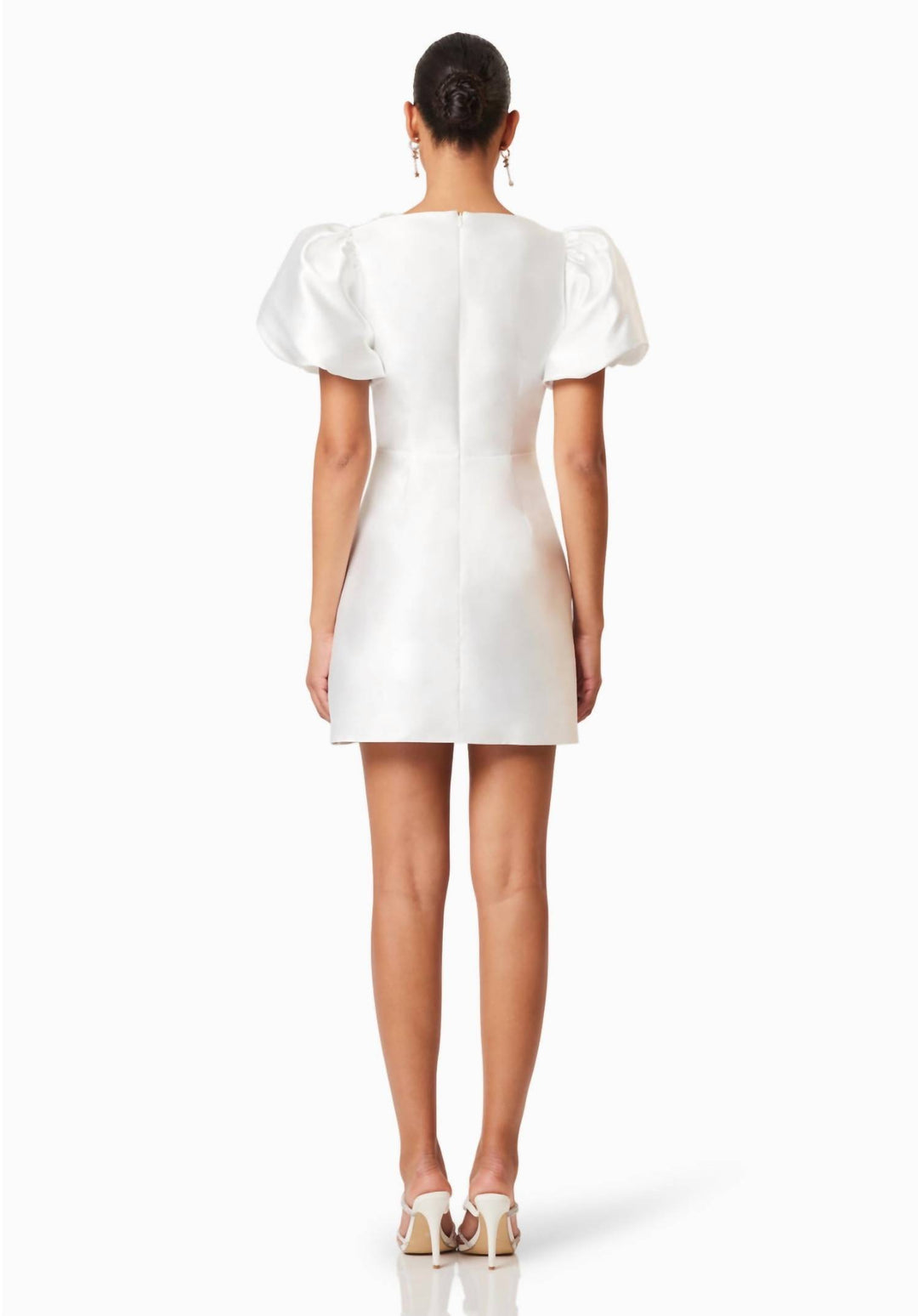ELLIATT Oleander Mini Puff Sleeve Dress In White