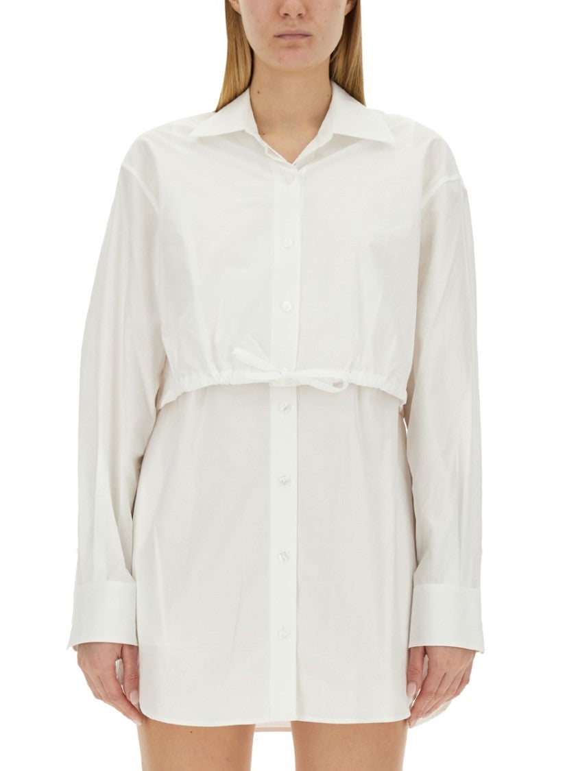 Tシャツ・カットソー T by Alexander Wang SS24 SHIRT DRESS (4WC1246245_100) T By Alexander Wang Long Sleeve Ribbed Shirt Dress, Size