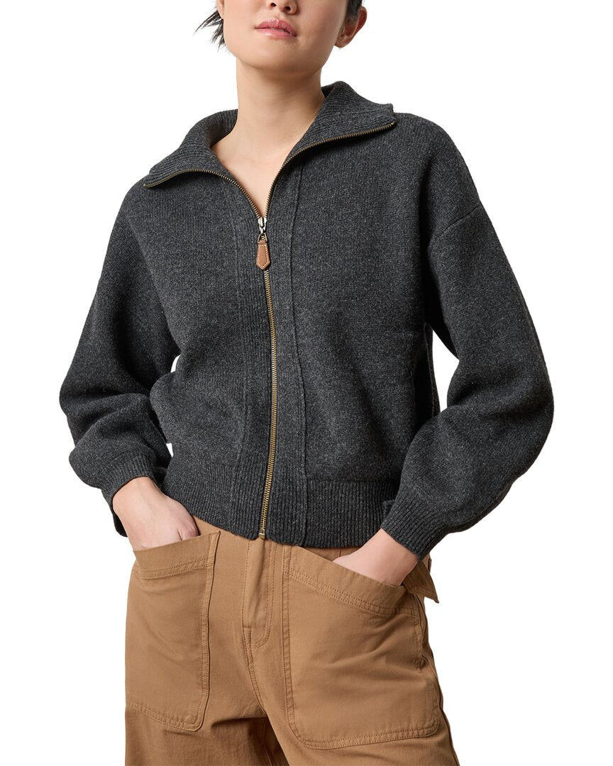 Lilla P Zip Front Wool Polo Cardigan | ShopSimon