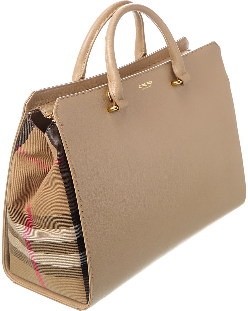 Burberryバッグ Burberry Canvas Mega Check Medium Ashby Bucket Bag Brown 1816744