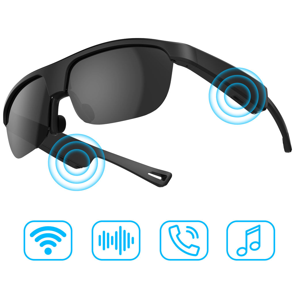 Alpha Digital Polarized Bluetooth Smart Glasses with Built-in Mic, Open-Ear Audio, IP65 Waterproof & 5-Hour Battery - Black,All Products : American Fashion Style Bags On Sale