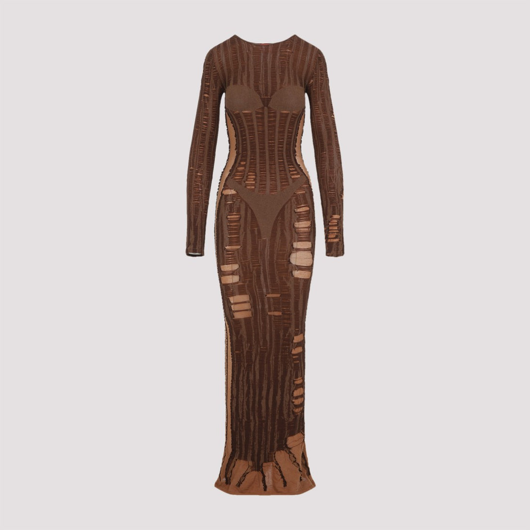 オールインワン・サロペット Diesel M-Calimera Brown Cotton Long Dress Diesel M-Calimera Brown Cotton Long Dress | ShopSimon