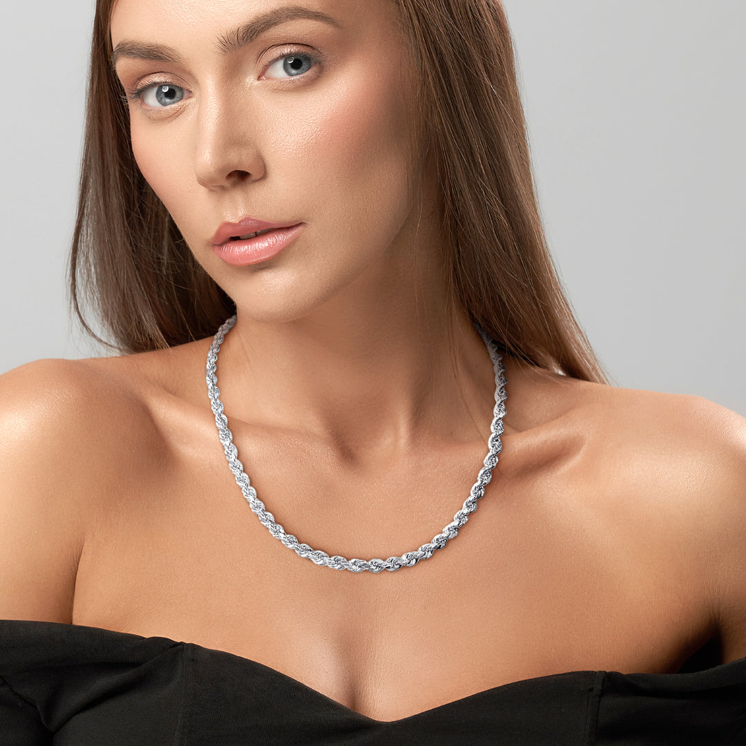 Mimi & Max 18 Inch Rope Chain Necklace In Sterling Silver With