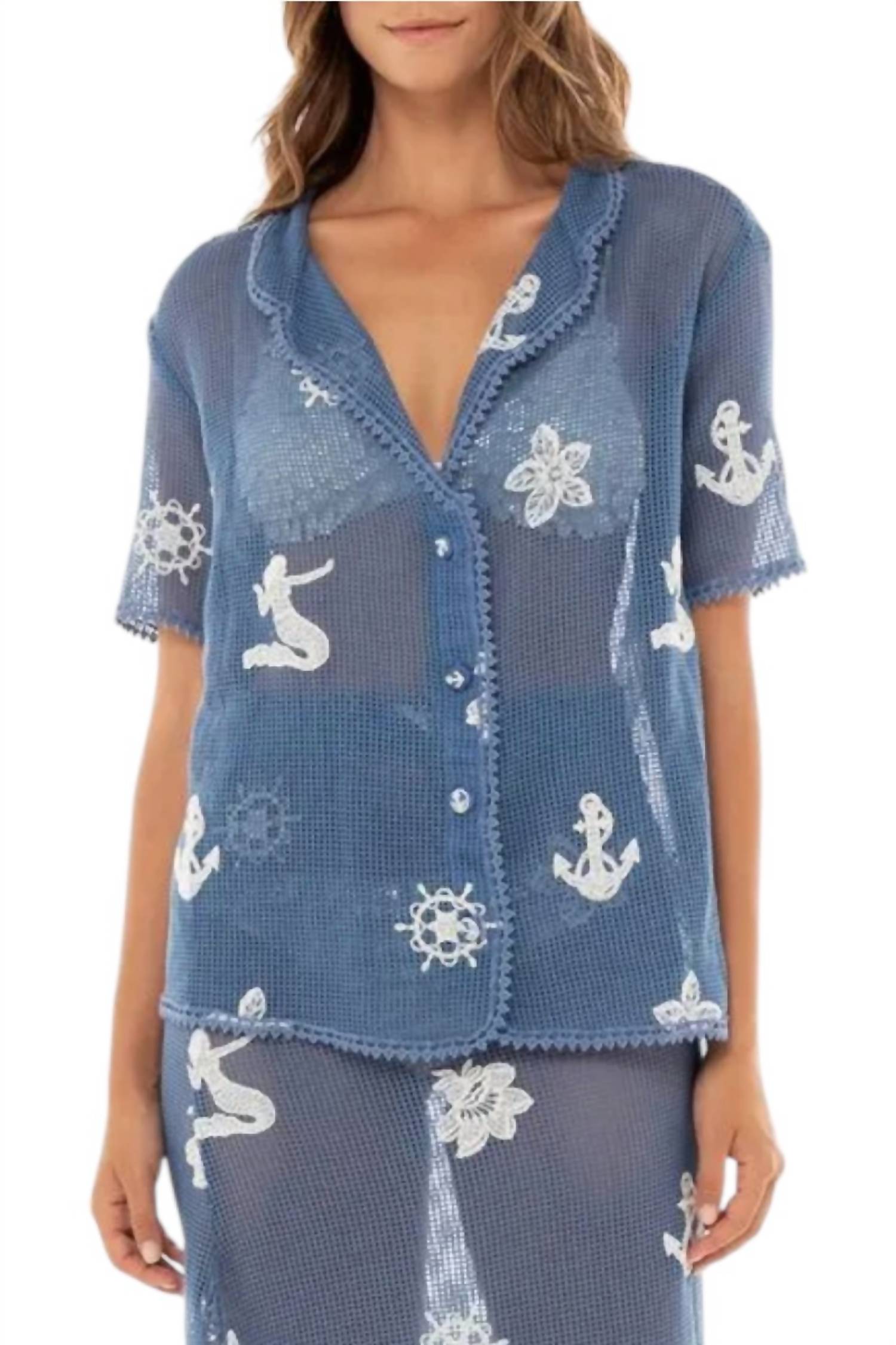 AGUA BENDITA Axel Shirt In Kai,All Products : American Fashion Style Bags On Sale AGUA BENDITA Axel Shirt In Kai,All Products : American Fashion Style Bags On Sale